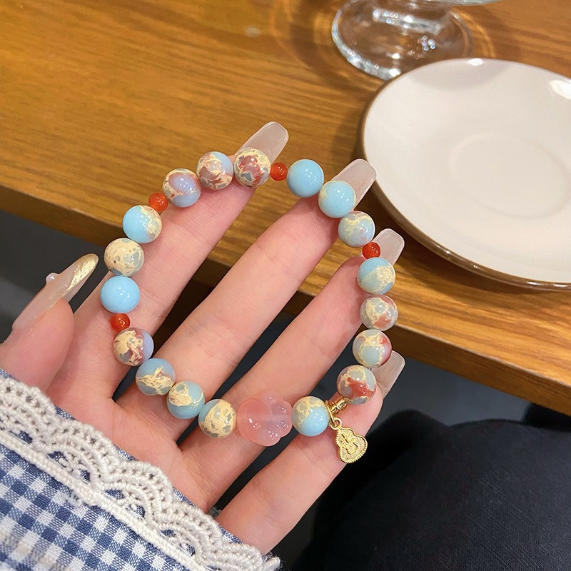 Natural salt source agate bracelet for women, fresh and sweet, auspicious card hand, niche design, high-end feel, Shoushan stone bracelet wholesale 441 details Picture