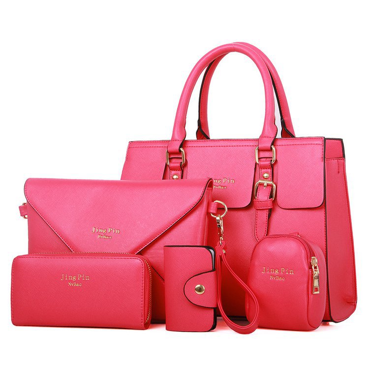New European and American women's handbag, trendy toothpick pattern single-shoulder five-piece set, mother and child bag, cross-border one-piece delivery worldwide Specification drawing
