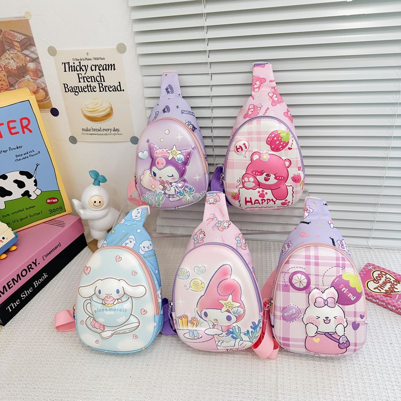 2024 New children's chest bag with diagonal cross, cute cartoon children's back-protecting kindergarten bag, printed boys' bag full figure