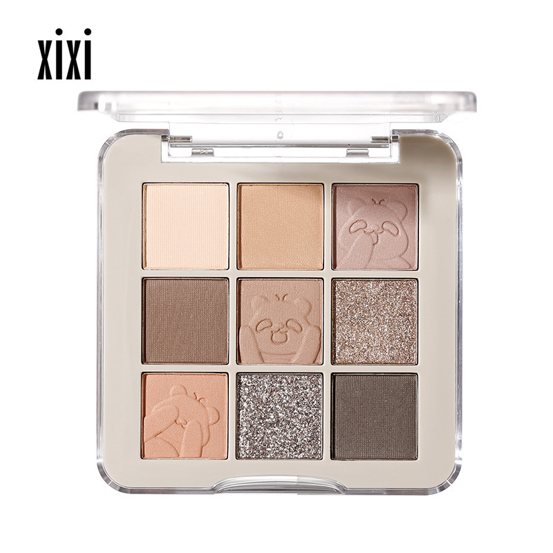 xixi Xiong Di Rong Rong Mischief Nine-Color Eyeshadow Low Saturation Pearlescent Fine Sparkling Matte Blush Contour Eyeshadow All-in-one Set Item Picture