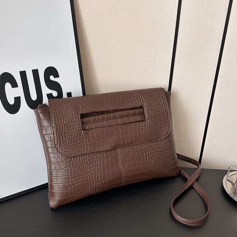 New cross-border foreign trade crocodile pattern strap clutch bag, large-capacity file bag, storage bag, official document bag, crossbody bag details Picture