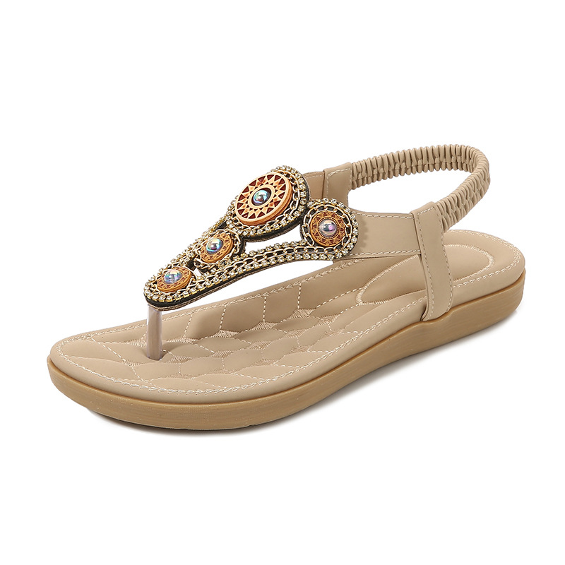 slippers2025 Bohemian summer new collection of sandals: Simple and casual, flat toe clamping and comfortable rhinestone sandals details Picture
