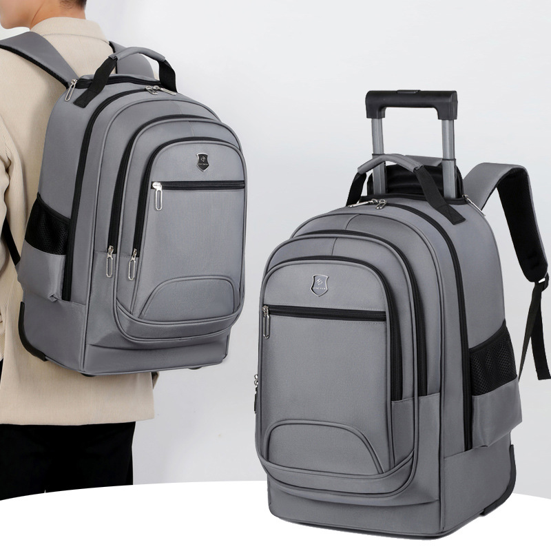 Wholesale 16-inch Oxford Cloth trolley case schoolbag for women with swivel wheels, men's high-end travel bag full figure