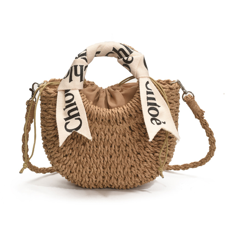 2025 New straw woven bag, large capacity, retro straw woven bag, basket style, casual and versatile beach bag for women Item Picture