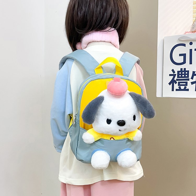 Cartoon plush toy backpacks, cute and trendy kindergarten backpacks, large-capacity children's school bags manufacturers Specification drawing