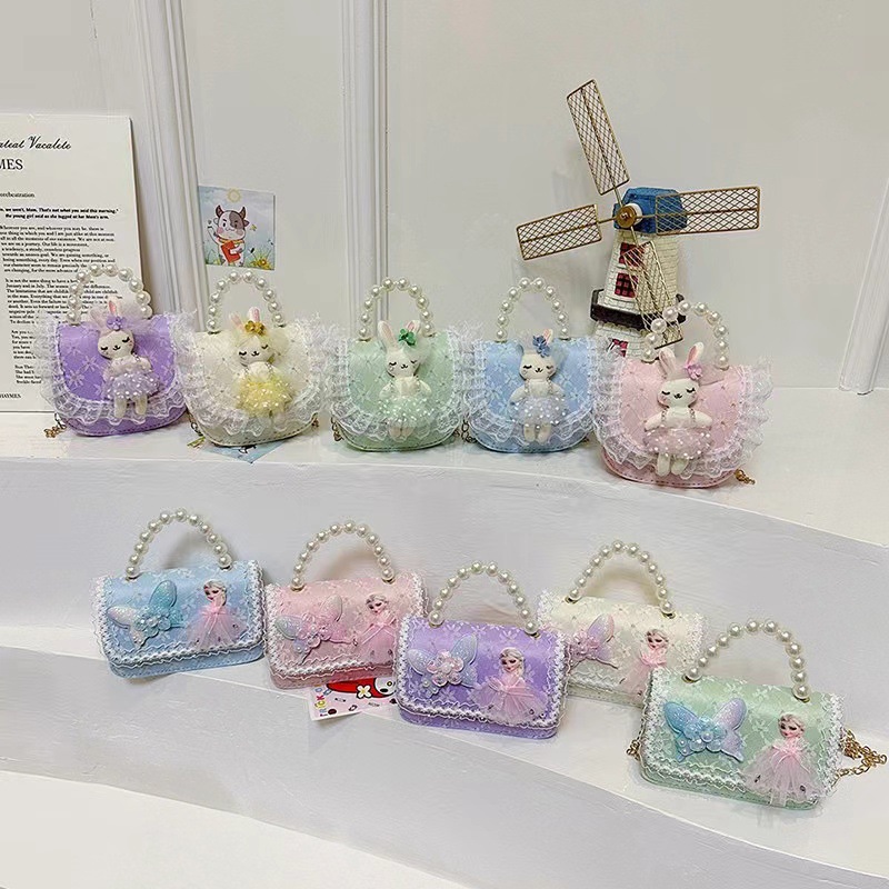 New foreign trade children's bag, Little Chanel Princess handbag, cute bow bow little girl chain crossbody single-shoulder bag full figure