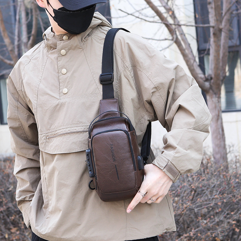 Men's high-end crossbody bag, men's crossbody bag, anti-theft combination lock, cycling bag, bicycle bag, crossbody bag Specification drawing