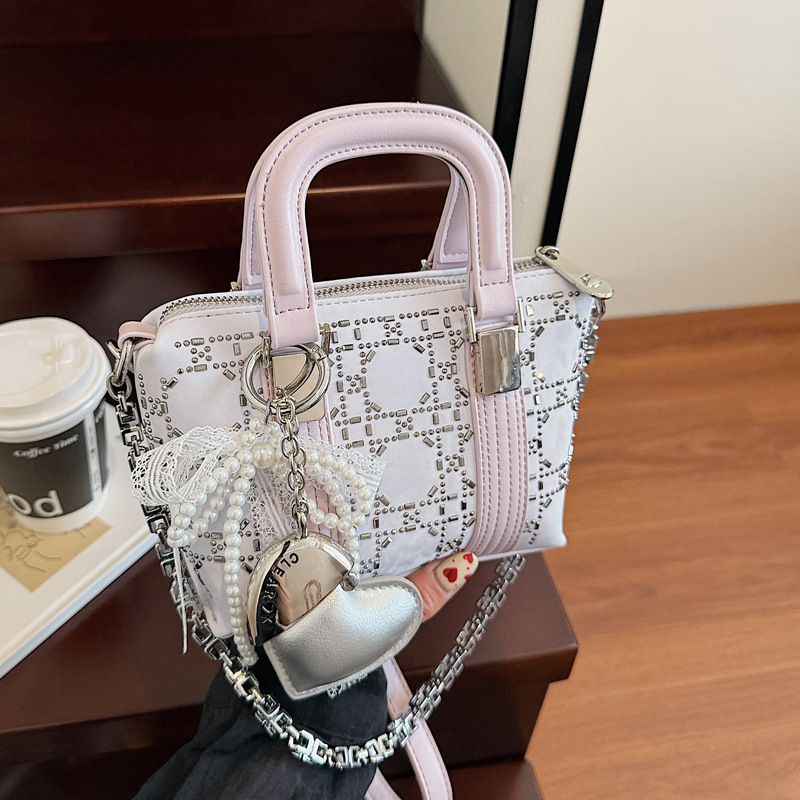 Summer bag: Women's niche design denim blue hot diamond handbag, 2025 new style bow single-shoulder crossbody bag full figure