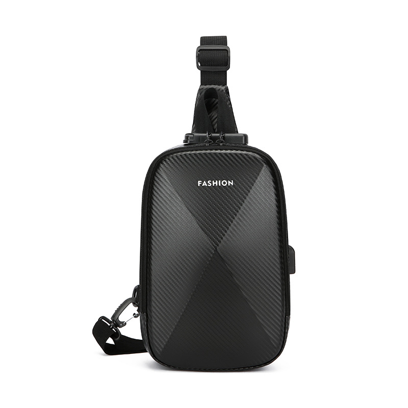 Hard shell chest bag, men's single-shoulder crossbody bag, multi-functional fashionable and casual crossbody bag, three-dimensional shaped small backpack, cross-border Item Picture