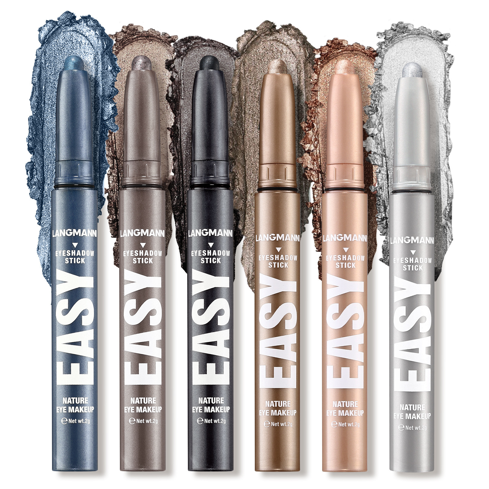Langmanni eyeshadow pen, eyeshadow stick, pearlescent, matte, multi-color blending, five groups of colors, six pieces, one color, one tube Item Picture