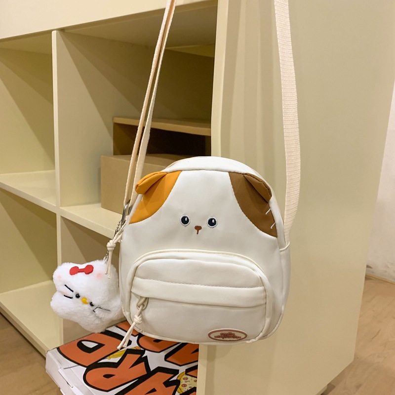 Little cat small schoolbag, cute and funny backpack for high school and college students, cartoon girls' backpack 2024 New style full figure