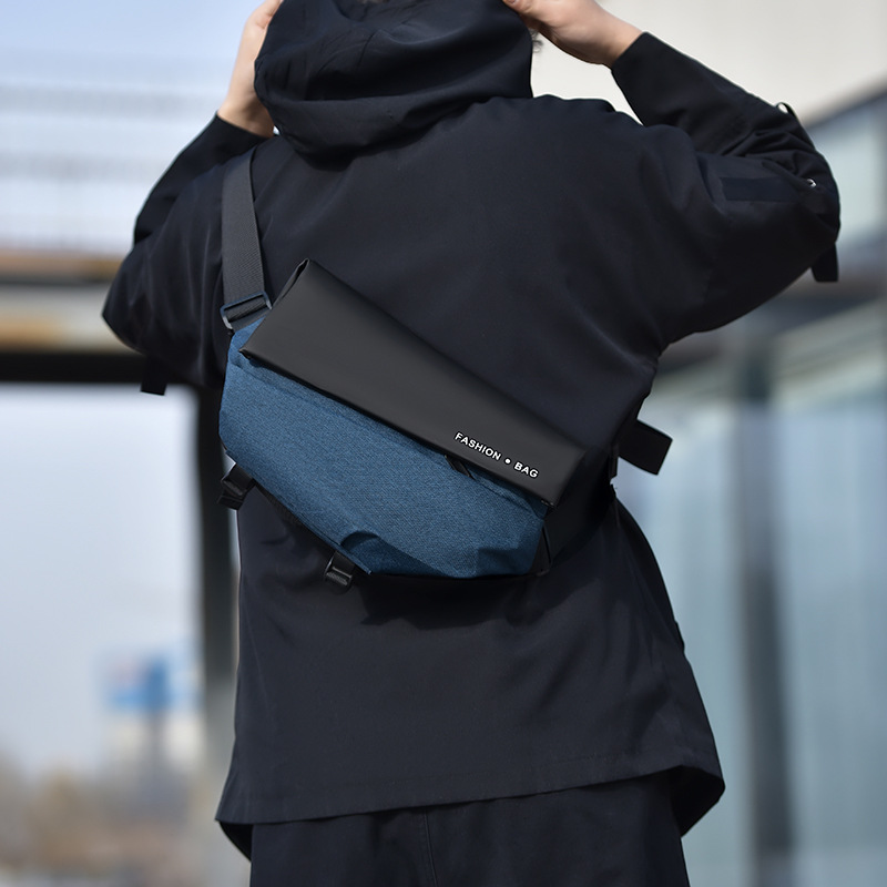 2023 Men's large-capacity crossbody bag, trendy brand motorcycle crossbody single-shoulder bag, sports backpack, men's riding bag Specification drawing
