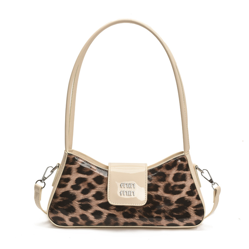 Fashionable leopard print underarm bag for women, Korean version 2025 Summer new retro trendy small square bag 2, single-shoulder bag, popular underarm Item Picture