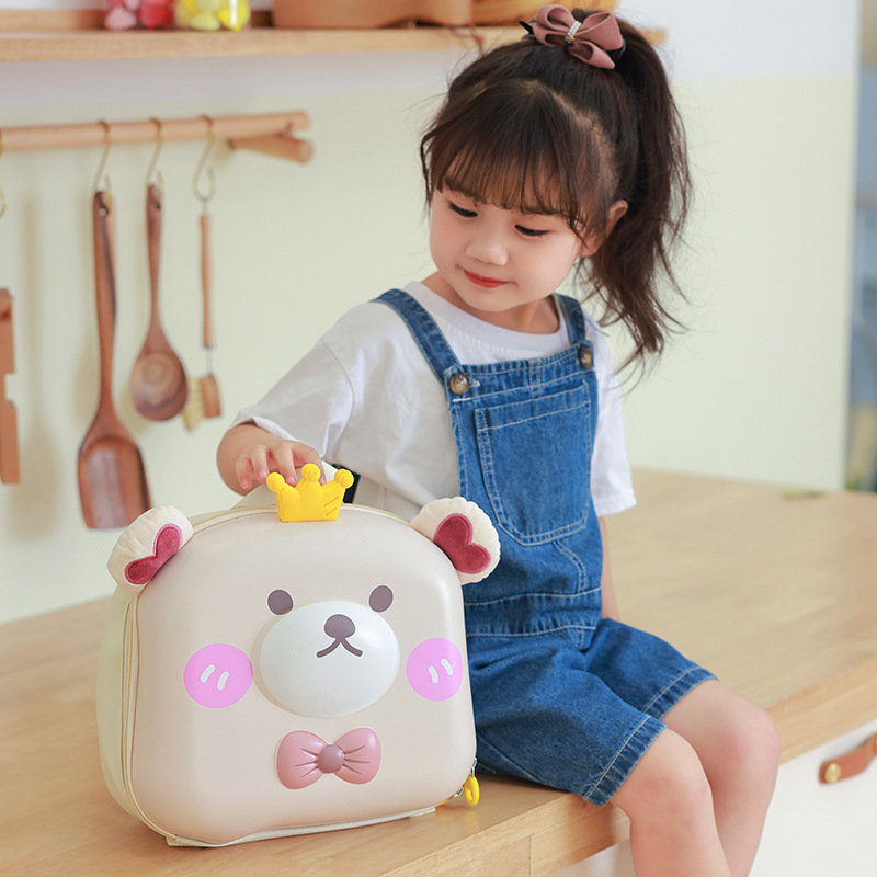 New children's schoolbag, kindergarten schoolbag, large-capacity backpack, cute cartoon bear eggshell bag for girls Specification drawing