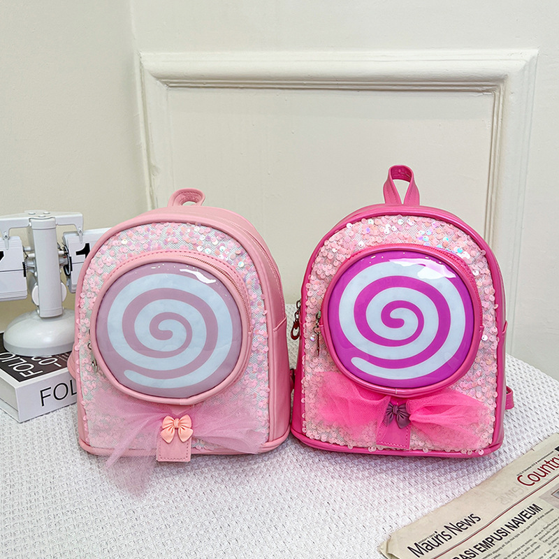 Children's backpacks, cartoon and cute lollipops, kindergarten small backpacks, small schoolbags, fashionable sequins, girls' bags full figure