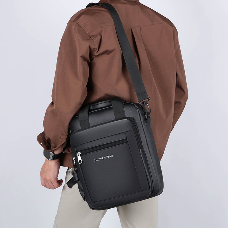 The new 2024 high-end briefcase, a simple men's large-capacity casual sports single-shoulder bag, is water-resistant for cross-border use details Picture