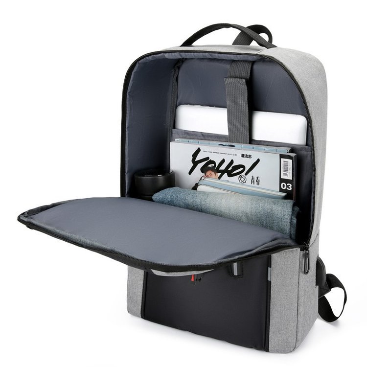 Cross-border men's business bag, notebook computer bag, multi-functional backpack with USB, large-capacity backpack, logo printable Item Picture