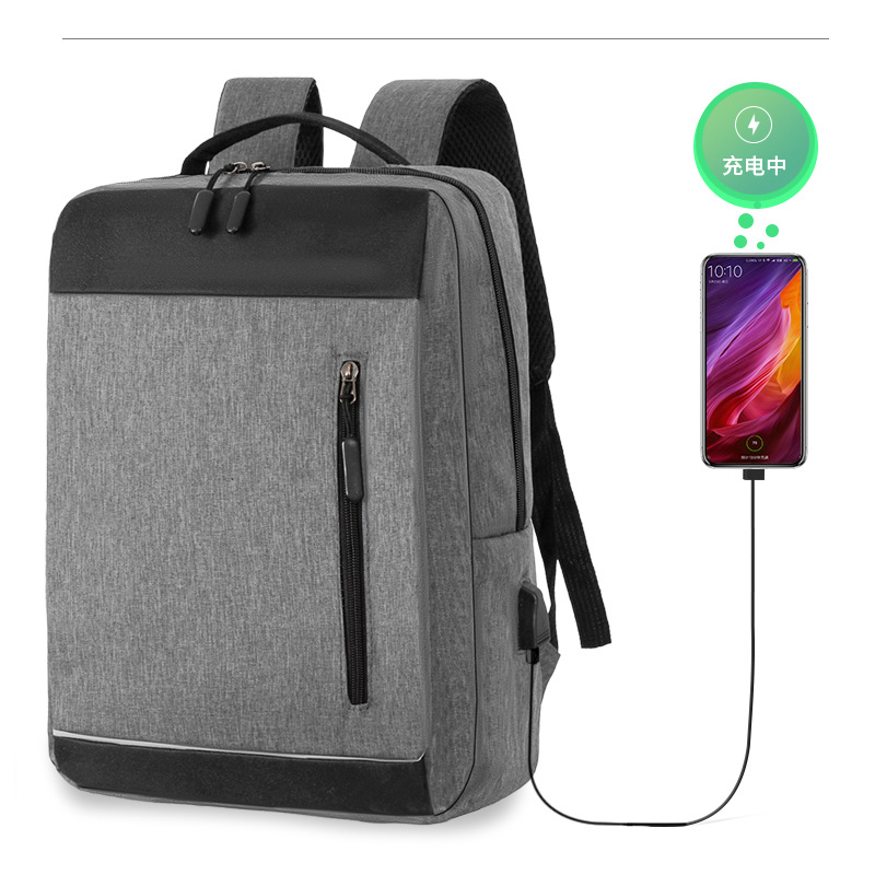 New USB port charging backpack for business commuting, large-capacity casual and simple schoolbag details Picture