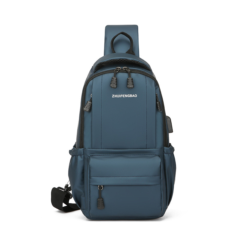 Customized men's business chest bag, trendy casual cycling backpack, lightweight large-capacity single-shoulder bag, simple crossbody bag Item Picture