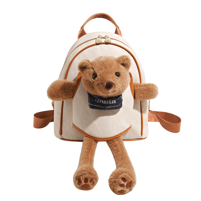A cute cartoon bear with a backpack on its back, trendy 2025, a new large-capacity, niche and fun small backpack for going out Item Picture