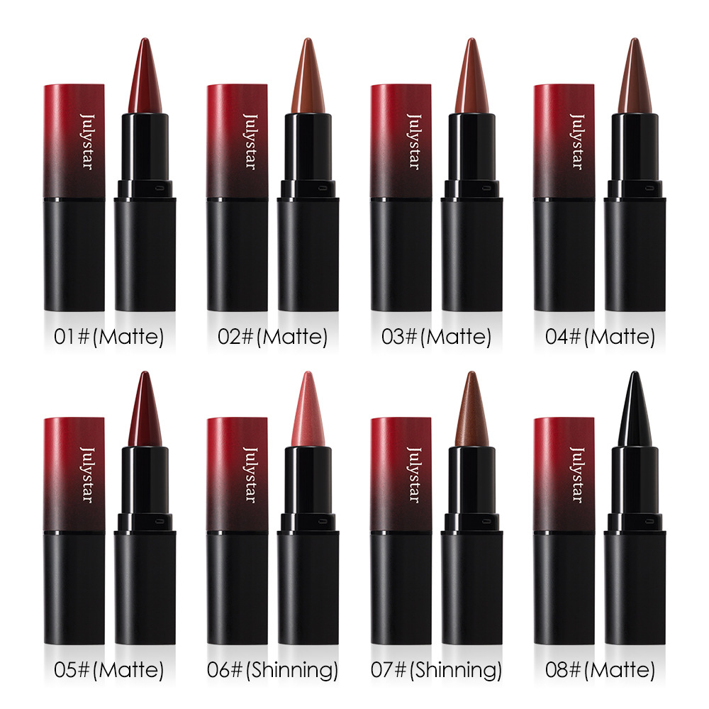 Julystar's new matte lipstick is easy to apply and features an 8-color natural and long-lasting pearlescent lipstick pen for foreign trade cosmetics details Picture