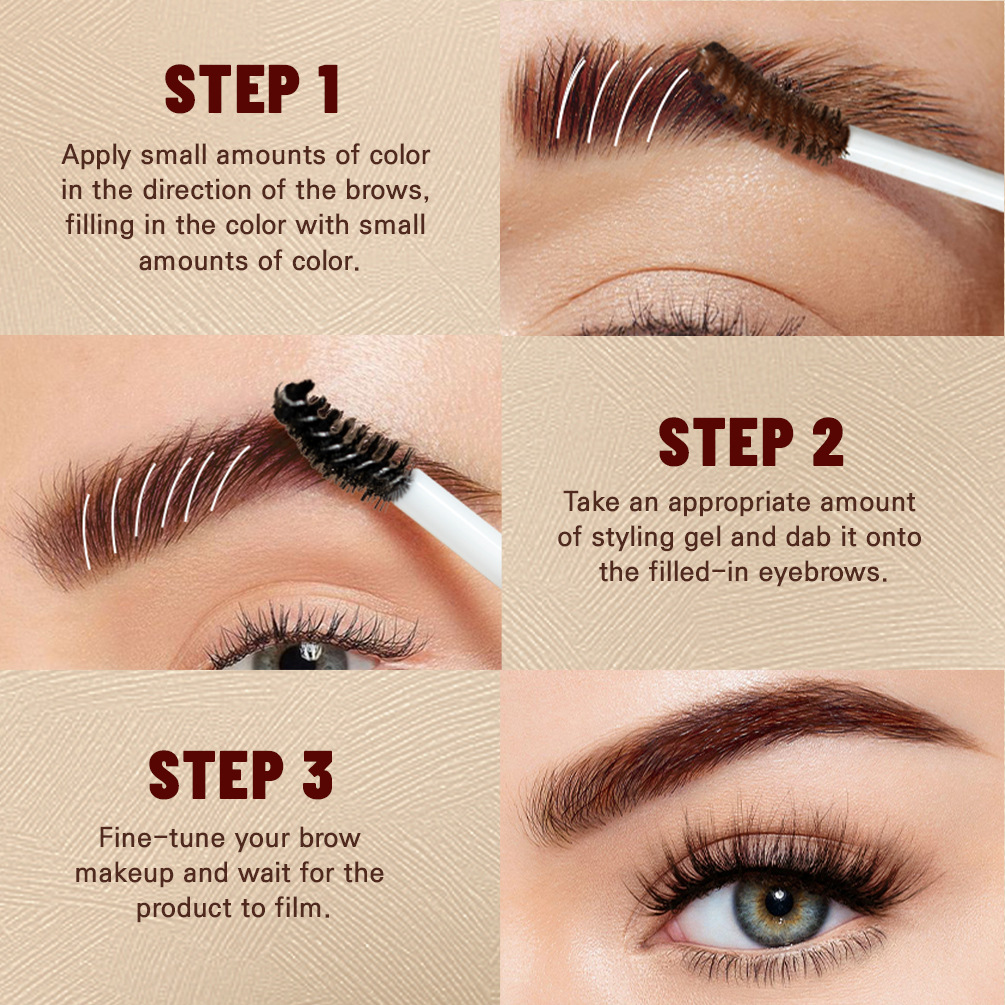QIBEST Cross-border Double-Head Eyebrow Dye is a long-lasting, waterproof, sweat-proof, non-smudging, natural three-dimensional liquid eyebrow styling liquid Application Scenario