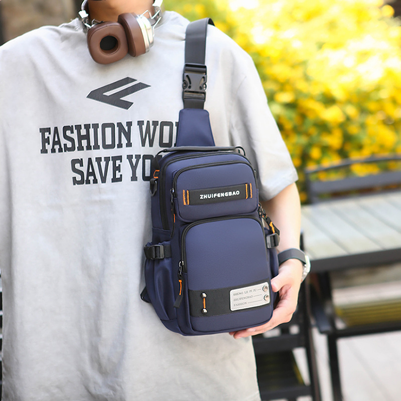 New fashionable men's chest bag, multi-functional dual-purpose backpack, simple small backpack, outdoor single-shoulder travel crossbody bag Specification drawing