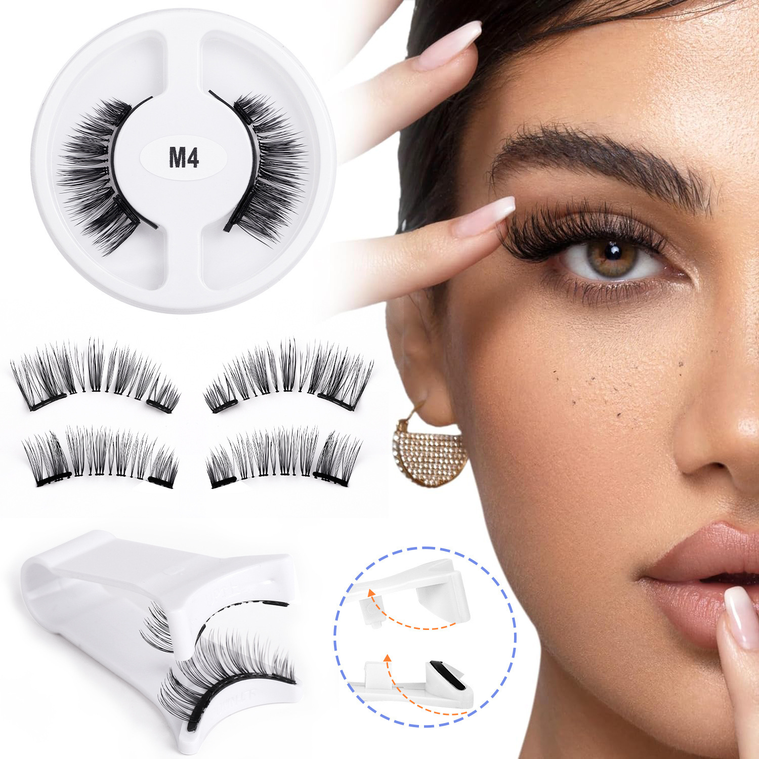 Factory wholesale portable magnetic false eyelashes, cross-border magnetic eyelashes from Europe and America, V-shaped clips, quantum eyelash sets details Picture