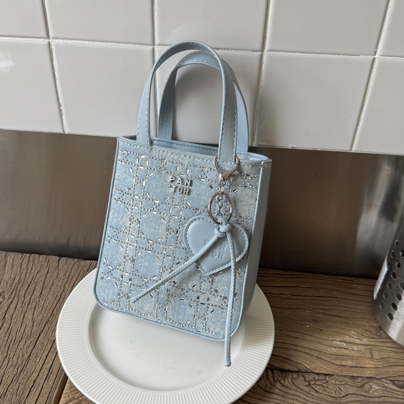 New women's bags, denim, fashionable and casual phone bags, color-matched diamond bags, crossbody bags, single-shoulder bags and underarm bags full figure