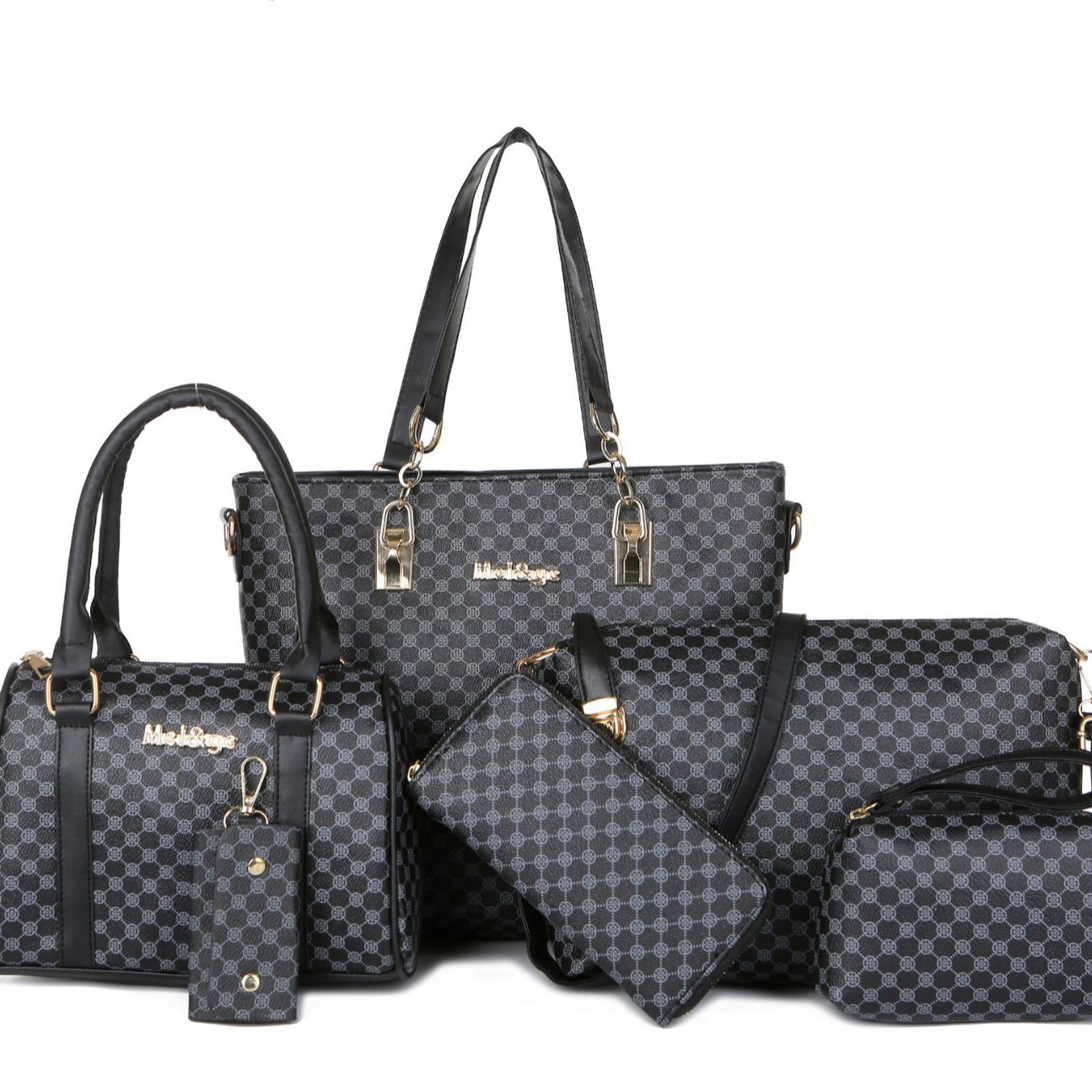Women's bag 2023 New foreign trade trendy mother and child bag six-piece set, fashionable printed, versatile, single-shoulder crossbody bag, small handbag Item Picture