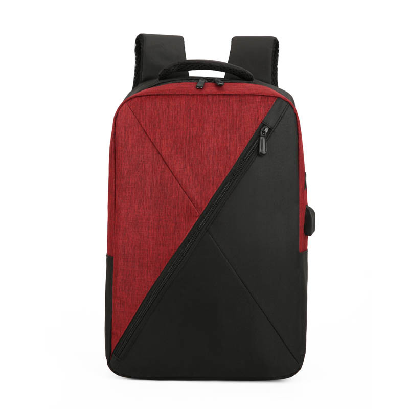 New simple and individual color-blocked backpack, large-capacity fashionable and trendy backpack, business commuting, student computer schoolbag Item Picture