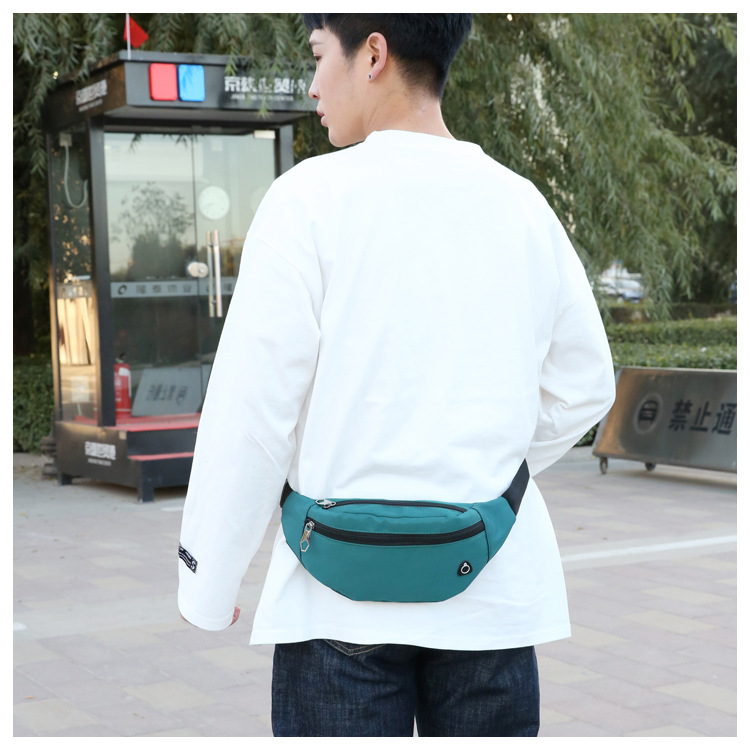 Sports outdoor waist bag, portable single-shoulder crossbody bag, fashionable men's and women's solid color large-capacity chest bag, mobile phone coin purse details Picture