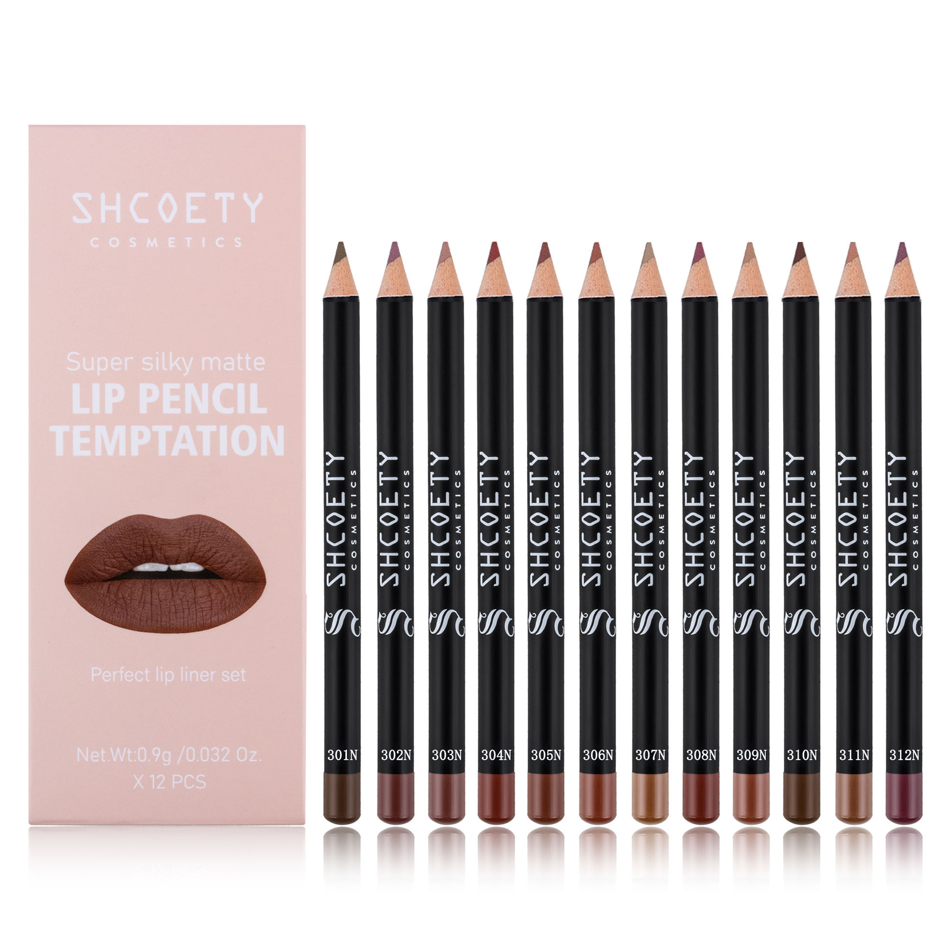 SHCOETY Cross-border New 12-color matte lip liner pen set, nude color, non-fading, long-lasting European and American makeup Item Picture