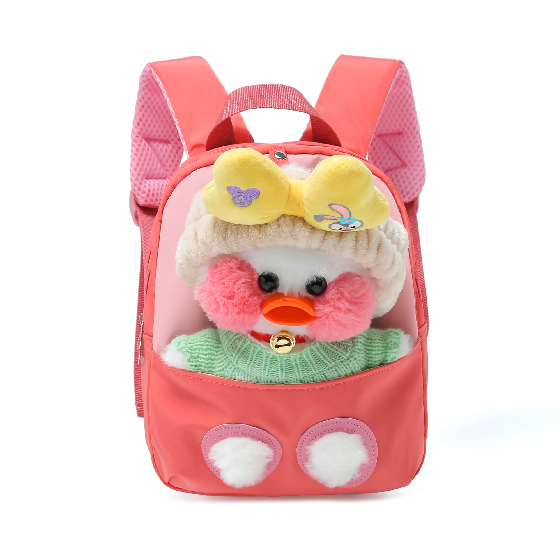 New children's schoolbag cartoon hyaluronic acid duck plush backpack, lightweight and waterproof, kindergarten student backpack Item Picture