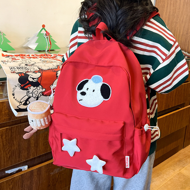 Puppy Schoolbag for girls' college birthday, simple and versatile, ins style, high appearance level, primary and secondary school students' backpacks for grades 1-3 details Picture