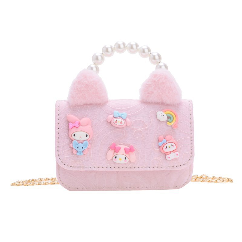 New super cute children's bag: Little girl pearl bag, stylish girl, adorable princess for a trip, lace fragrance style Item Picture
