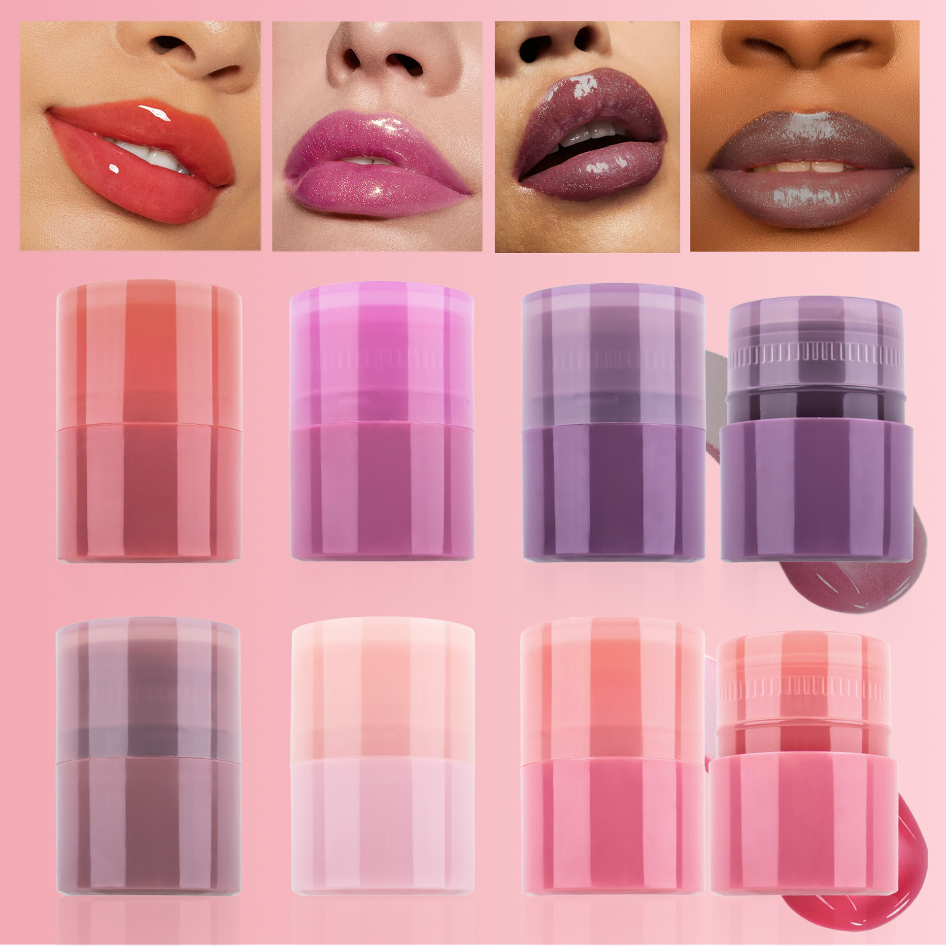 SHCOETY Twisty Lip balm 6 colors Moisturizing and penetrating, hydrating and nourishing to enhance complexion, Lip gloss reduces lip lines across borders details Picture