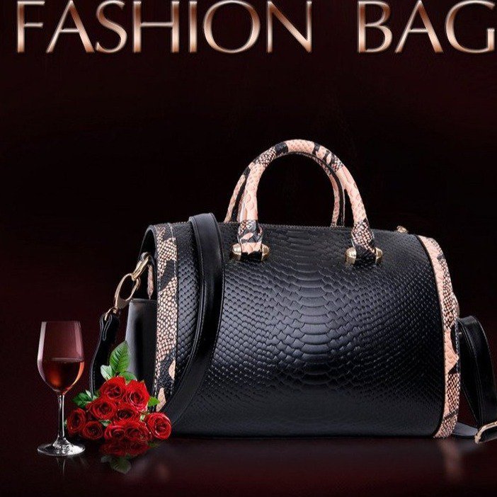 New snake-patterned pillow bag, Boston, European and American handbag, women's bag, single-shoulder crossbody bag, cross-border one-piece consignment worldwide Item Picture