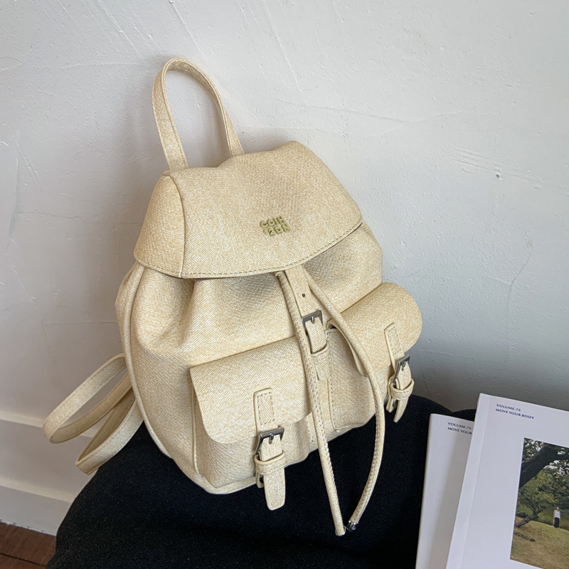 "College Style 2025 New Korean-style stylish mini Backpack, double pockets, lid style backpack, casual travel bag. full figure