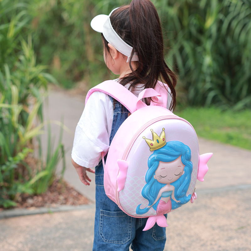 New cartoon kindergarten schoolbag for boys and girls aged 2-5, cute mermaid eggshell backpack full figure