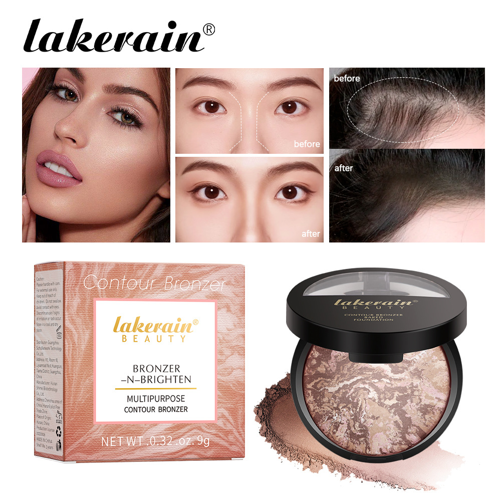 Lakerain Marble baking Powder Contouring Plate, natural nose shadow, blush, Highlight Contouring Powder compact details Picture
