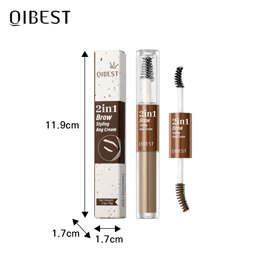 QIBEST Cross-border Double-Head Eyebrow Dye is a long-lasting, waterproof, sweat-proof, non-smudging, natural three-dimensional liquid eyebrow styling liquid Item Picture
