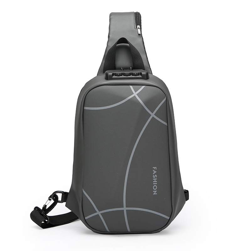 2024 Spring Sports Cross-border wholesale USB charging port bags, men's chest backpacks, crossbody bags, fashionable single-shoulder bags details Picture