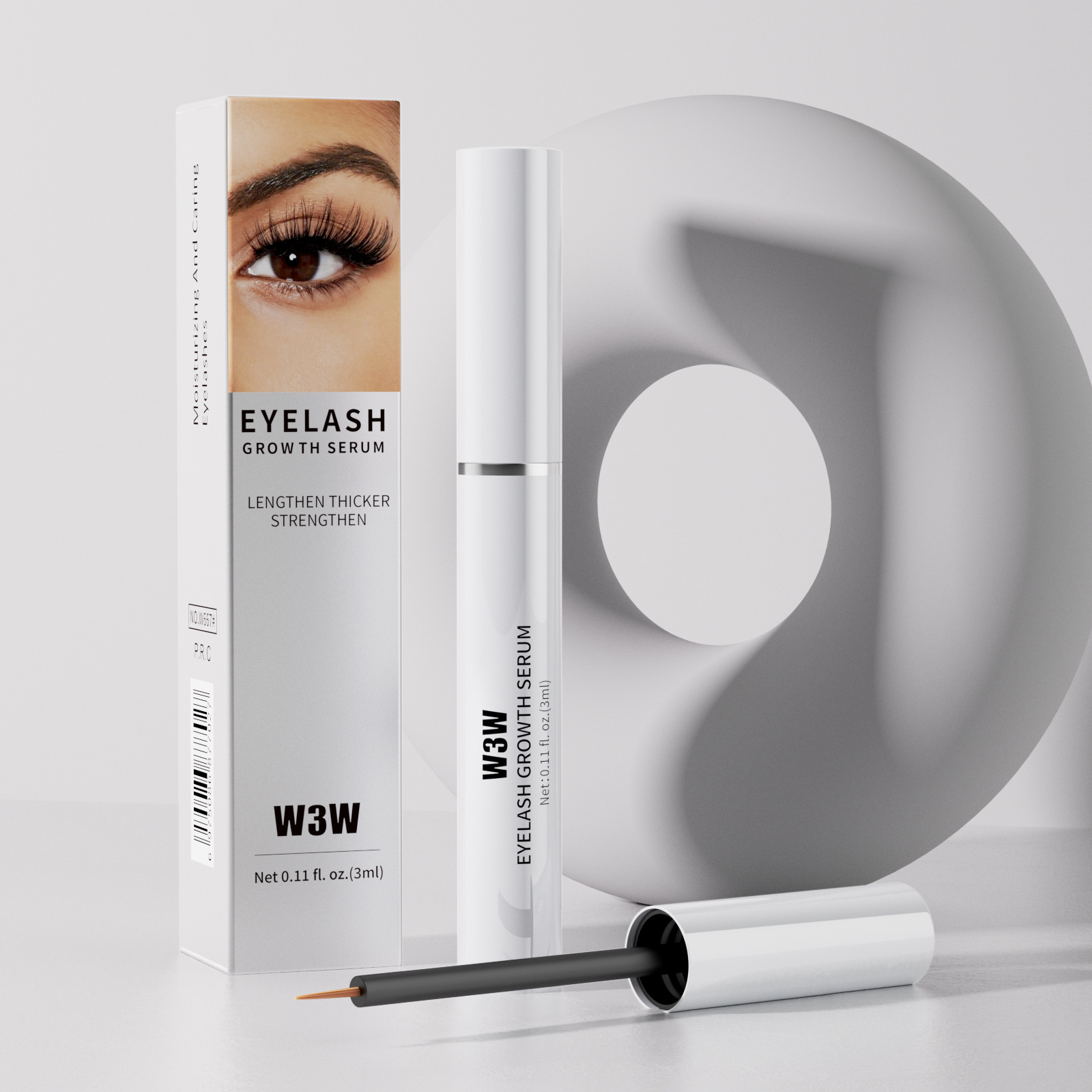W3W Amazon Silver Tube Long Eyelash Liquid Transparent Colorless Natural Thickening Eyelash Long Eyelash Liquid Cross-border Makeup Application Scenario