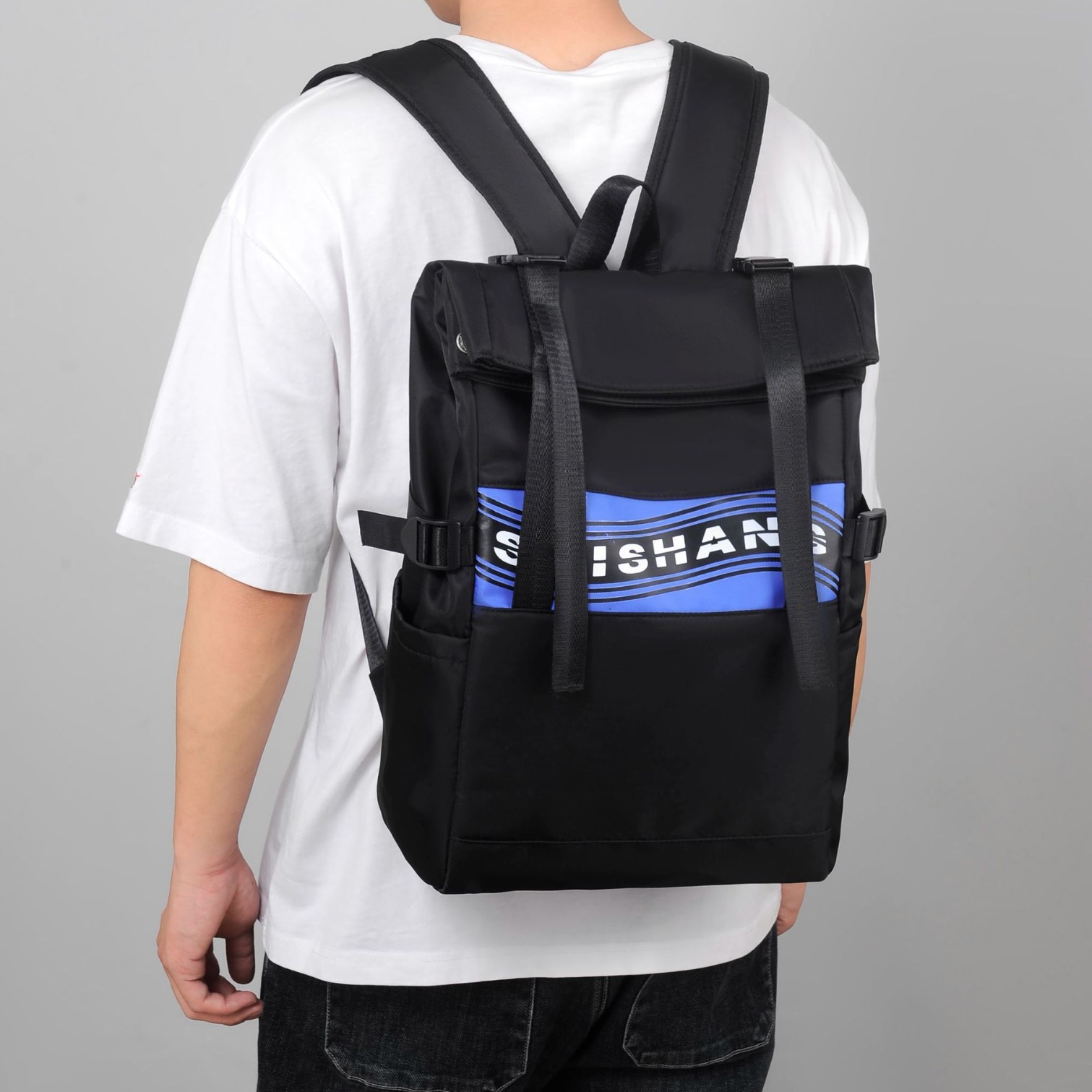 New Korean-style letter backpack, large-capacity commuting and casual schoolbag, suitable for college students, computer backpack for men wholesale full figure