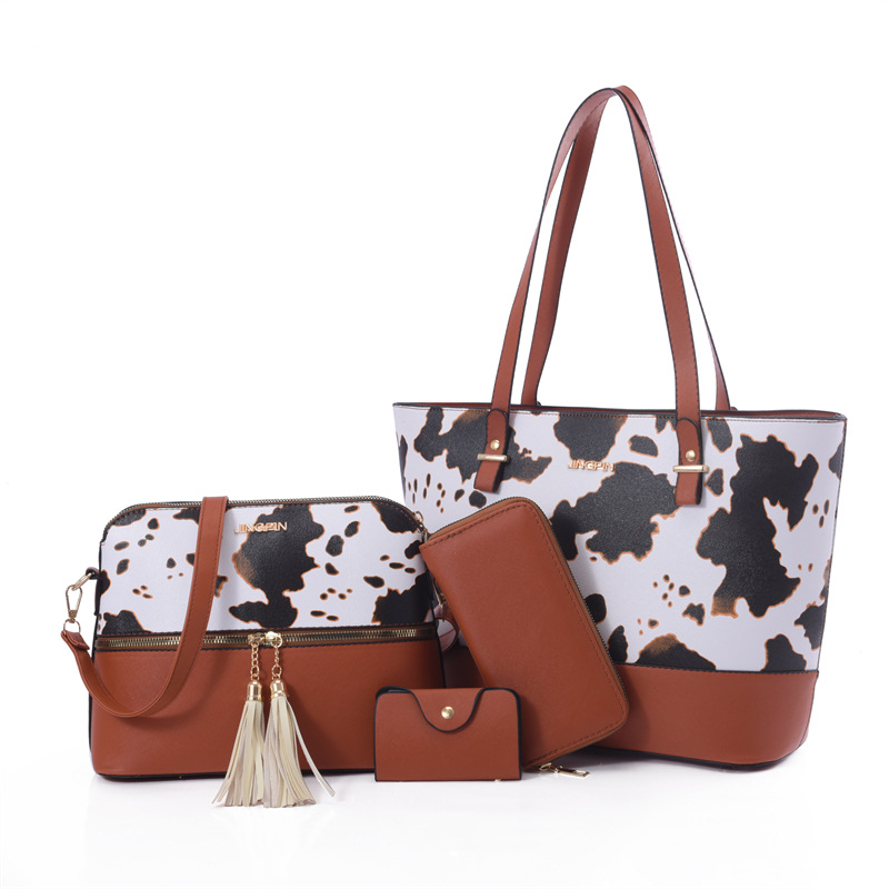Cross-border new 2024 Women's bag, fashionable large-capacity hand-held buns, mother bag, four-piece set, single-shoulder crossbody bag wholesale bag details Picture