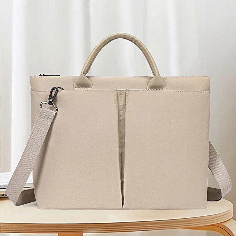 Solid-color handbags for women, 13-inch, 14-inch, 15-inch laptop bags, portable briefcases, document bags with logo printing full figure