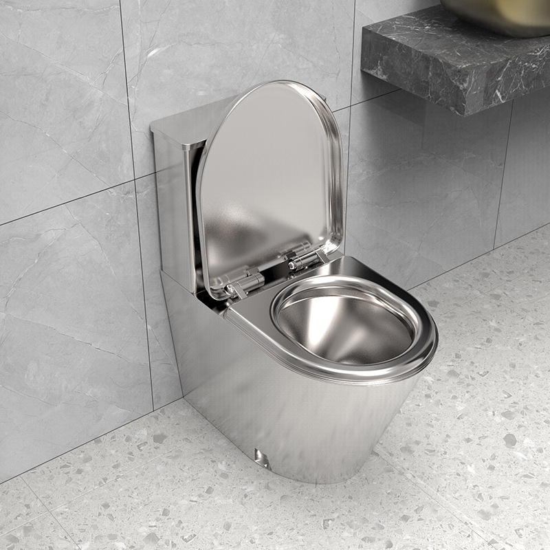 Customized supply of stainless steel toilets with water tanks, prison public toilets, thickened 304 stainless steel toilets full figure