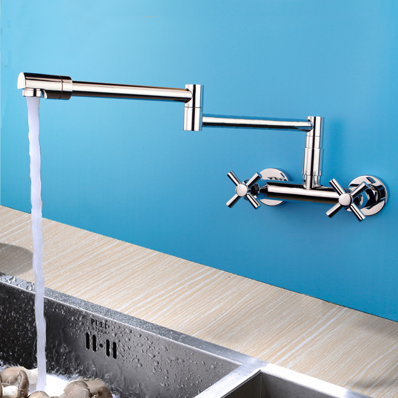Cross-border manufacturer's all-copper kitchen faucet, cold and hot folding telescopic sink faucet, sink faucet, all-copper water faucet Specification drawing