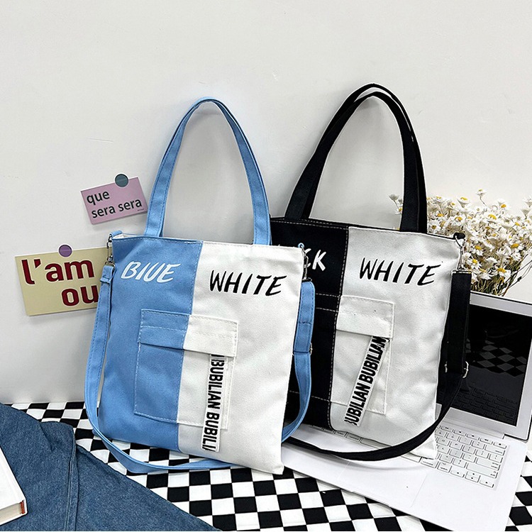 Fashionable and simple single-shoulder bag 2024 Summer new casual and versatile canvas single-shoulder bag, student large-capacity canvas bag details Picture